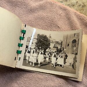 Vintage Photo Album with Black and White Photos parade military baby 1951